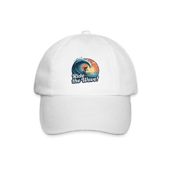 Sonnenuntergang Surfen Welle Design - Baseballkappe - Weiß/Weiß - Vorne