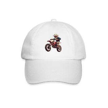 Abenteuerlicher Kinder-Motorradfahrer, Motocross - Baseballkappe - Weiß/Weiß - Vorne