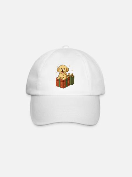 Maltipoo Weihnachten – Hund im Geschenk 🎁 - Baseballkappe - Weiß/Weiß