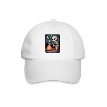  Skeleton Eating Smores Hiker Camper Halloween - Baseballkappe - Weiß/Weiß - Vorne