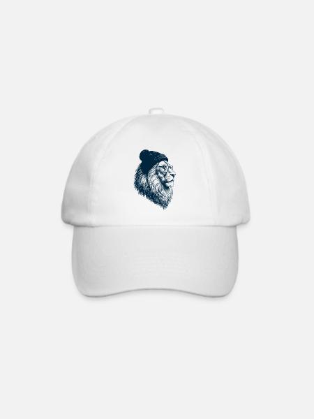 Hipster Löwe - Baseballkappe - Weiß/Weiß