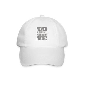 Inspirierendes Traum Verfolgung Zitat Design - Baseballkappe - Weiß/Weiß - Vorne