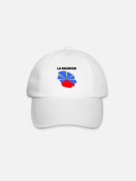 La Réunion Karte und Flagge - Geschenk - Baseballkappe - Weiß/Weiß