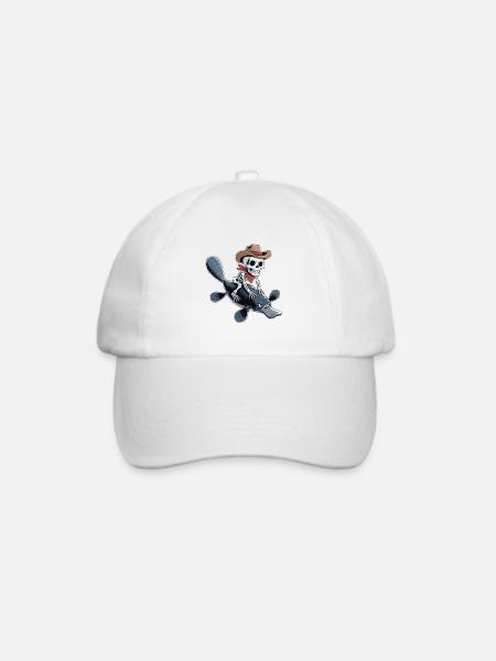 Skelett mit Cowboyhut auf Platypus Schnabeltier - Baseballkappe - Weiß/Weiß