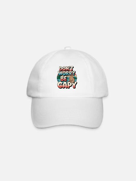 Don't Worry Be Capy Retro Stil Abenteuer - Baseballkappe - Weiß/Weiß