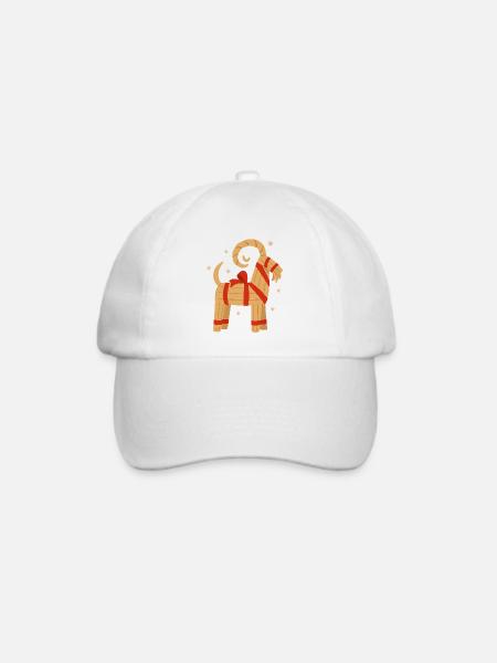 Julbock – Schwedische Weihnachtsziege - Baseballkappe - Weiß/Weiß