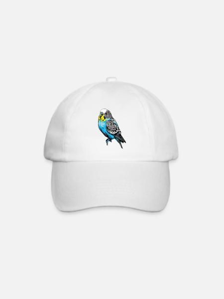 Bunter Wellensittich VektorDesign - Baseballkappe - Weiß/Weiß
