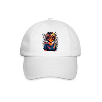 Kunstvolle Farbexplosion mit Sonnenbrille - Baseballkappe - Weiß/Weiß - Vorne
