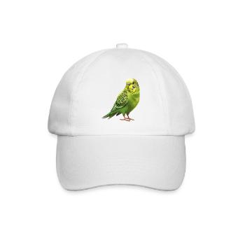 Lebensfreude Wellensittich Design - Baseballkappe - Weiß/Weiß - Vorne