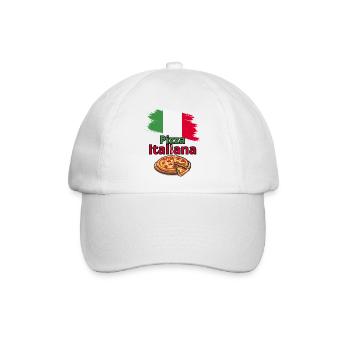 Italienisches Pizza Design mit Flagge - Baseballkappe - Weiß/Weiß - Vorne