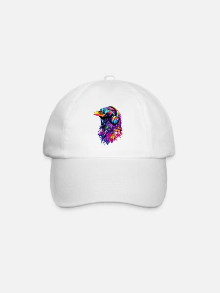 Rabe Krähe Vogel Rabenkrähe Dohle Schwarze Raben - Baseballkappe - Weiß/Weiß