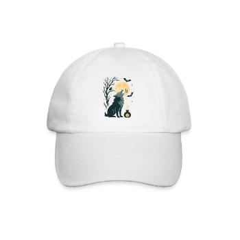 Mondvollwolf Heult Im Nachtwald - Baseballkappe - Weiß/Weiß - Vorne