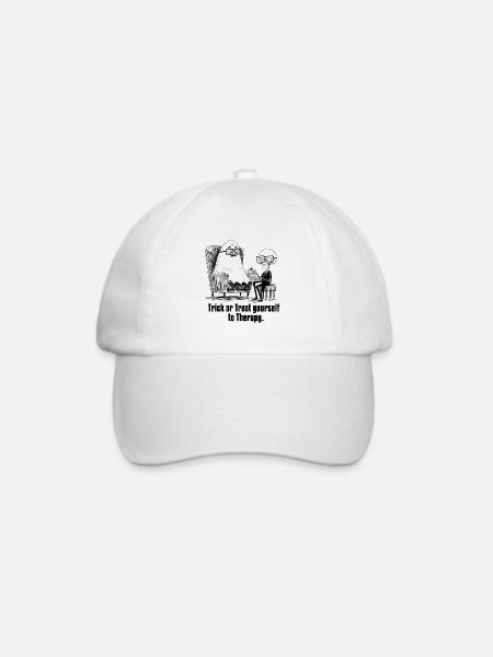 Trick or Treat Yourself Therapy | Funny Halloween - Baseballkappe - Weiß/Weiß