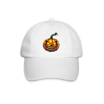 gruseliger Halloween Kürbis :) - Baseballkappe - Weiß/Weiß - Vorne