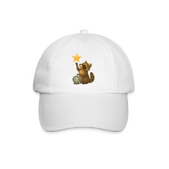 Weihnachts Waschbär mit Sternenzauber - Baseballkappe - Weiß/Weiß - Vorne