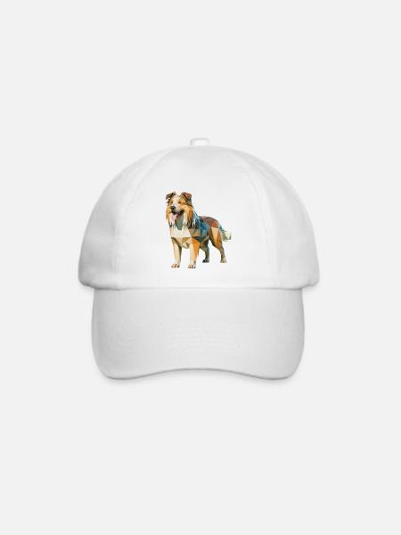 Australian Shepherd - Cooles Low Poly Logo - Baseballkappe - Weiß/Weiß