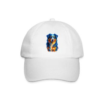 Bunte Australian Shepherd Hund Aquarell - Baseballkappe - Weiß/Weiß - Vorne