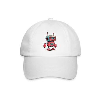 Retro Roboter Cartoon - Baseballkappe - Weiß/Weiß - Vorne