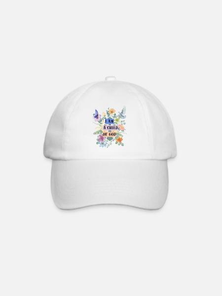 I Am a Child of God – Floral Faith Design - Baseballkappe - Weiß/Weiß