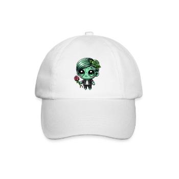 Kuscheliger Zombie mit Rose - Baseballkappe - Weiß/Weiß - Vorne
