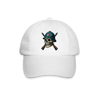 Frankreich - Poilu Helm - Baseballkappe - Weiß/Weiß - Vorne