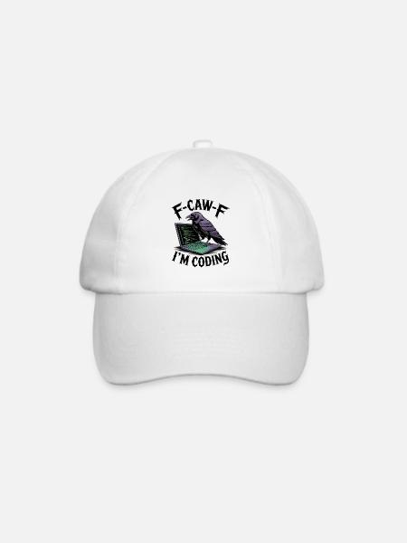 RabenCoder: Code Raven am Laptop - Baseballkappe - Weiß/Weiß