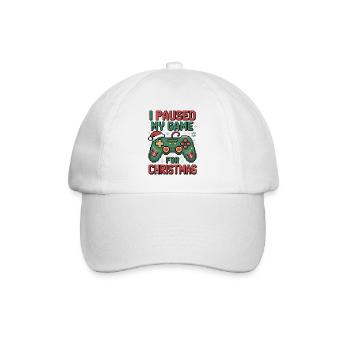 Pausiertes Spiel Weihnachten Gaming Weihnachten - Baseballkappe - Weiß/Weiß - Vorne