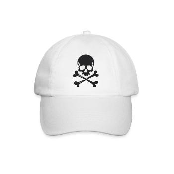 Klassischer Jolly Roger Totenschädel - Baseballkappe - Weiß/Weiß - Vorne