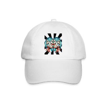 60er Retro Katzen Katze - Baseballkappe - Weiß/Weiß - Vorne