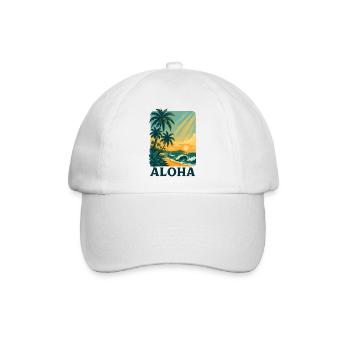 Aloha Sonnenuntergang mit tropischen Wellen - Baseballkappe - Weiß/Weiß - Vorne