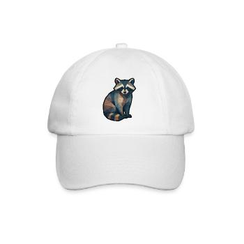 Geometrischer Waschbär Low Poly - Baseballkappe - Weiß/Weiß - Vorne