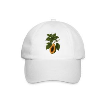 Vintage Botanische Papaya Frucht Illustration - Baseballkappe - Weiß/Weiß - Vorne