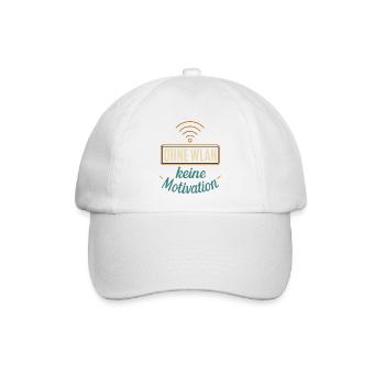 Ohne WLAN keine Motivation - Baseballkappe - Weiß/Weiß - Vorne