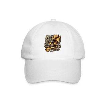 Feuermaske Totemmotiv Azteken - Baseballkappe - Weiß/Weiß - Vorne