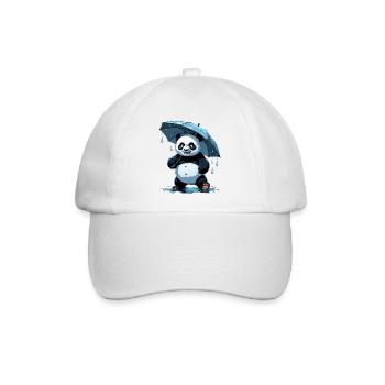 Panda Unter Regenschirm - Baseballkappe - Weiß/Weiß - Vorne