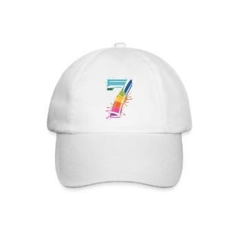 Regenbogen7 Spritzdesign - Baseballkappe - Weiß/Weiß - Vorne