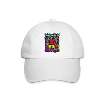 Drop the Beat – Skelett Rapper Graffiti Streetwear - Baseballkappe - Weiß/Weiß - Vorne
