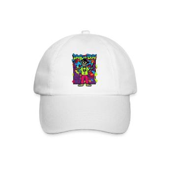 Drop the Beat – Neon Skelett Rapper Graffiti 90er - Baseballkappe - Weiß/Weiß - Vorne