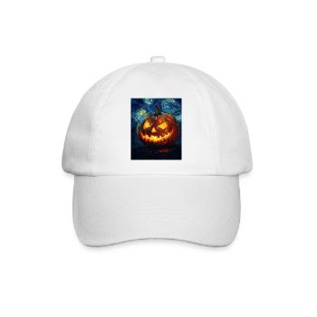 Kürbis Halloween Van Gogh Style Starry Night - Baseballkappe - Weiß/Weiß - Vorne