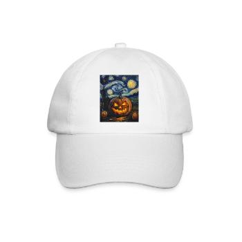 Kürbis Halloween Van Gogh Style Starry Night - Baseballkappe - Weiß/Weiß - Vorne