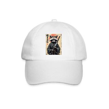 Waschbär Samurai im Kimono - Baseballkappe - Weiß/Weiß - Vorne