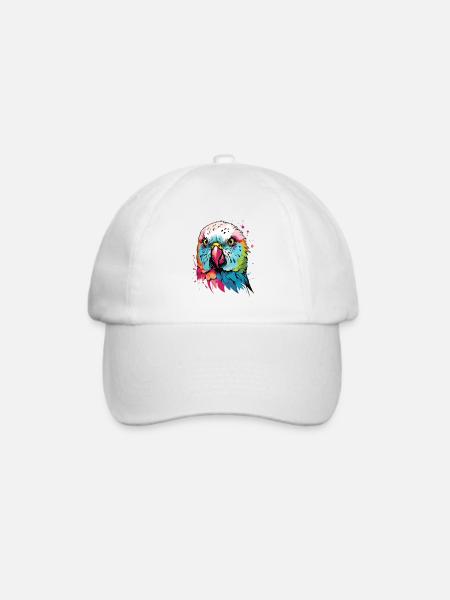 Bunter Wellensittich Kunstdesign - Baseballkappe - Weiß/Weiß