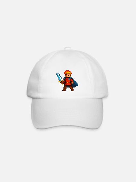 Pixelritter mit Schwert und Cape - Baseballkappe - Weiß/Weiß
