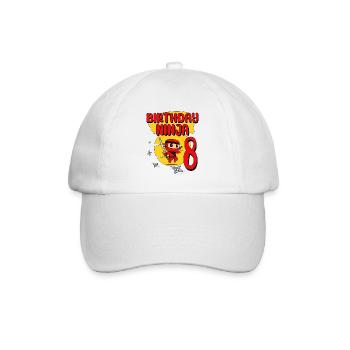 Birthday Ninja 8 Year Old Birthday Party Gift - Baseballkappe - Weiß/Weiß - Vorne