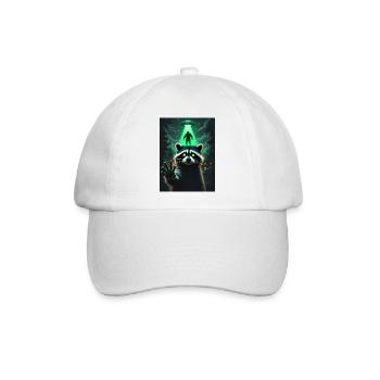 UFO Lichtstrahl und Wald Waschbär - Baseballkappe - Weiß/Weiß - Vorne