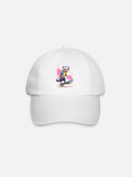 Buntes Skateferret Farbspritzer - Baseballkappe - Weiß/Weiß