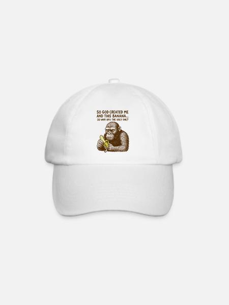 Lustige Gorilla Banane Witz Retro Humor T-Shirt - Baseballkappe - Weiß/Weiß