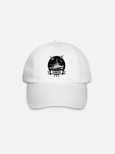 Trawler Nautik Seefahrt Silhouette - Baseballkappe - Weiß/Weiß