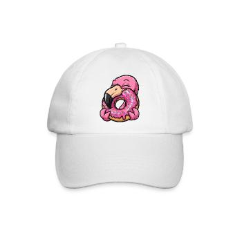 Süßer Flamingo Rosa Donut Cartoon Nachtisch - Baseballkappe - Weiß/Weiß - Vorne