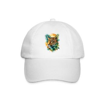 Wasserfarbener Leopard im Dschungel - Baseballkappe - Weiß/Weiß - Vorne